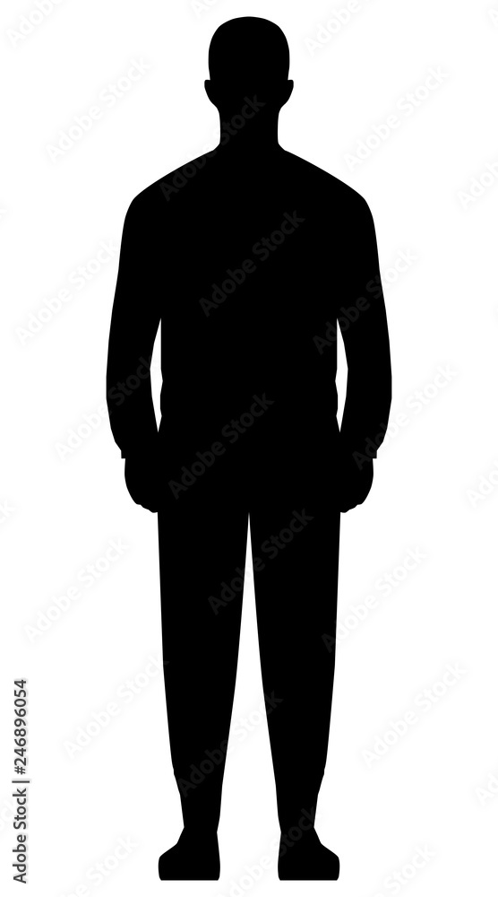 Man standing silhouette - black simple, isolated - vector