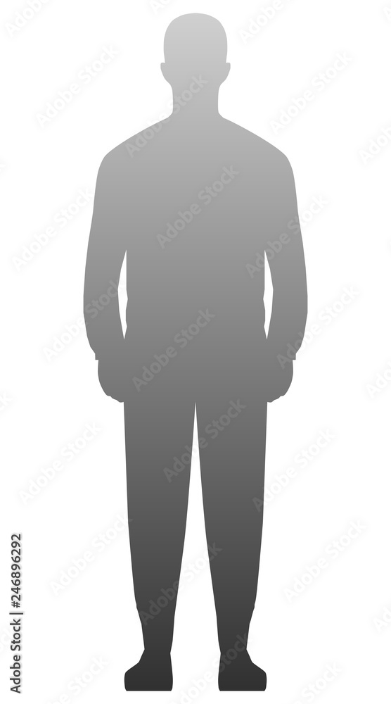 Man standing silhouette - gray gradient, isolated - vector