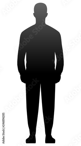 Man standing silhouette - black gradient, isolated - vector