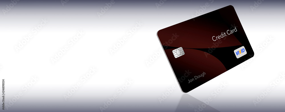 Here is a modern credit card with a white background and space for text.