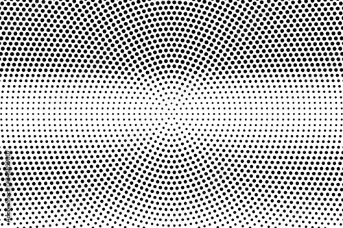 Black on white centered halftone texture. Horizontal dotwork gradient. Rough dotted vector background