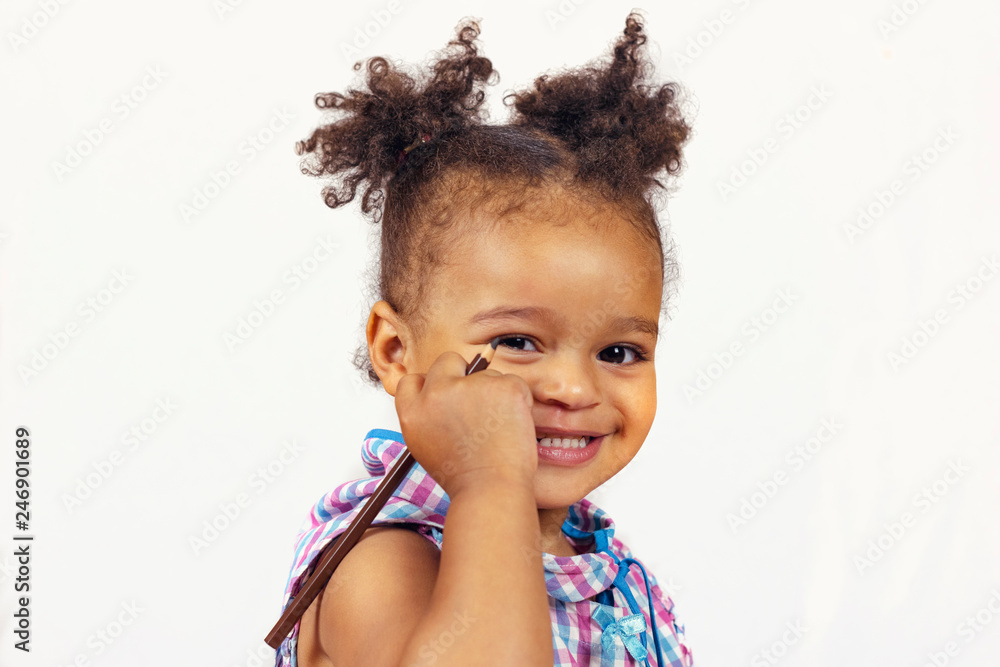 Adorable african american child with curly hair Adorable african american child with curly hair