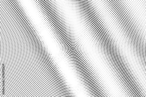 Black on white micro halftone texture. Rough dotwork gradient. Distressed dotted vector background