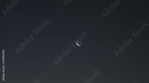 Tokyo,Japan-February 2, 2019: (from left) Saturn and The Moon at daybreak 
