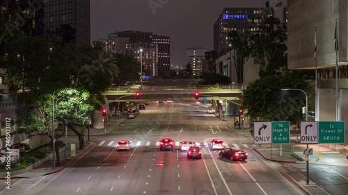 Busy intersection with traffic in Los Angeles