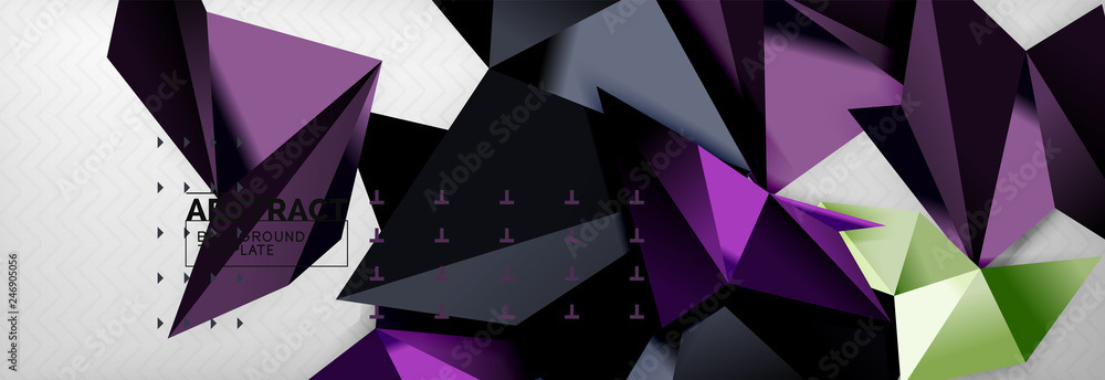 Obraz premium Mosaic triangular 3d shapes composition, geometric modern background. Triangles and polygons design