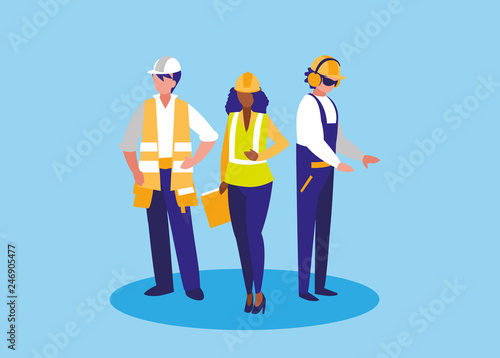 group of workers industrials avatar character