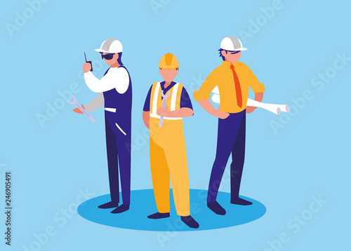 group of workers industrials avatar character