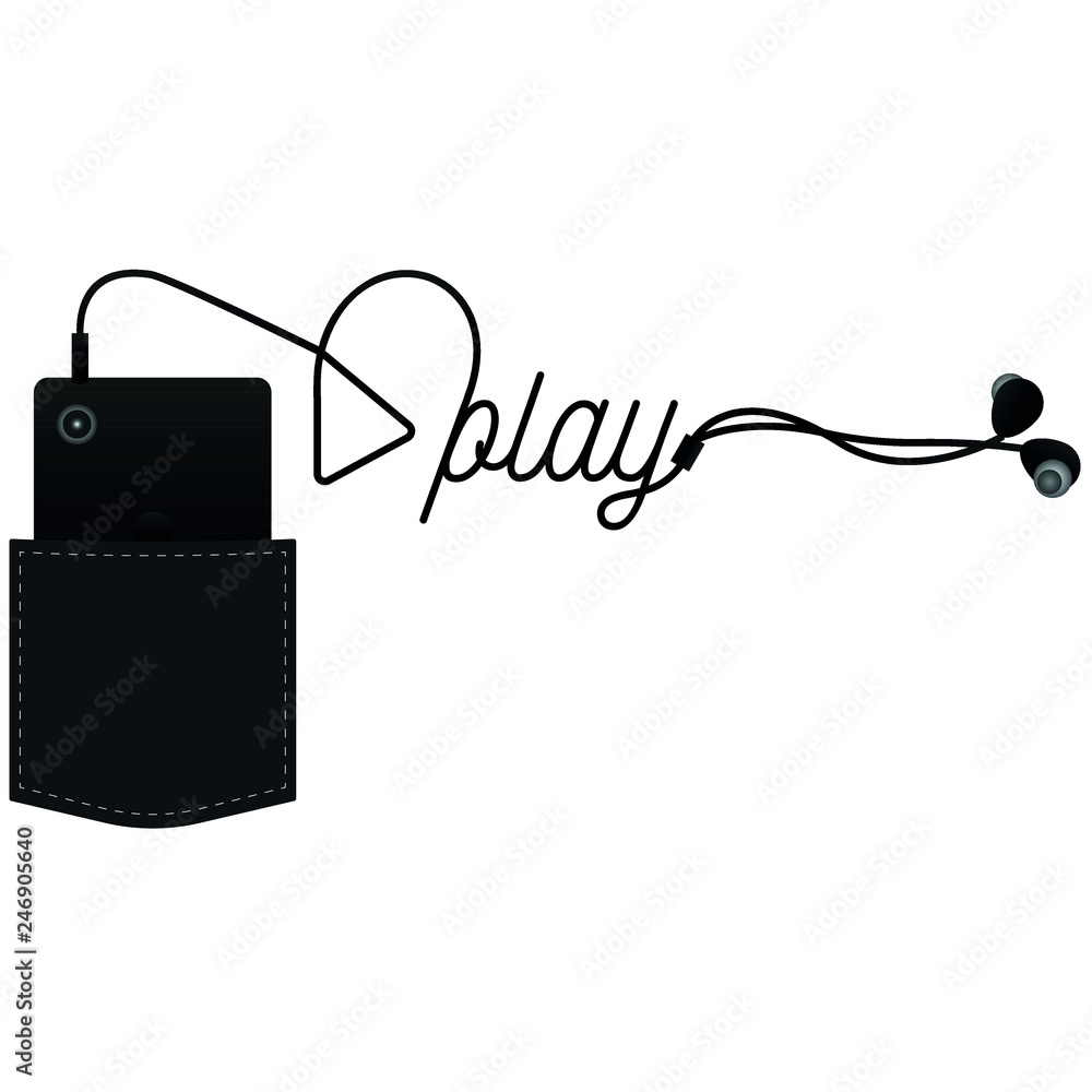 Play - Smartphone in pocket with headphones Play - Smartphone in pocket with headphones