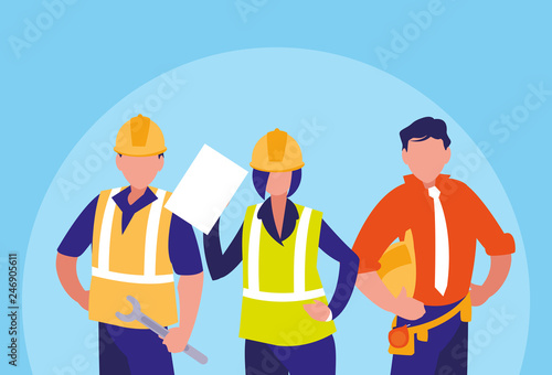group of workers industrials avatar character