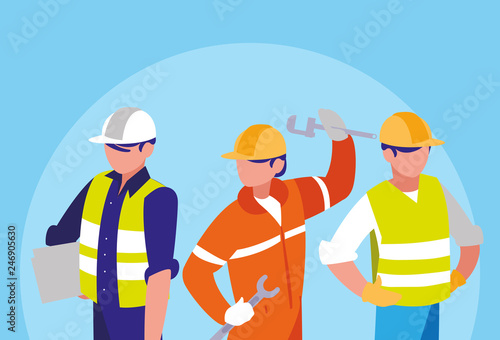 group of workers industrials avatar character