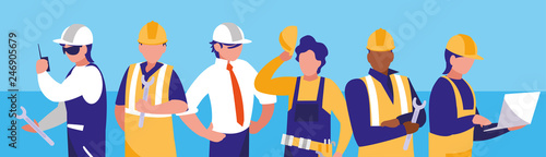 group of workers industrials avatar character
