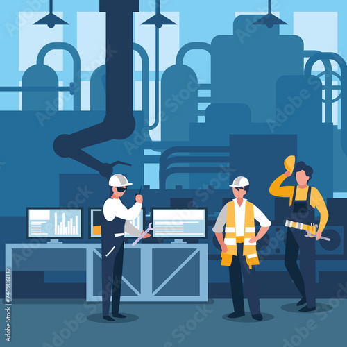 team work people in factory scene