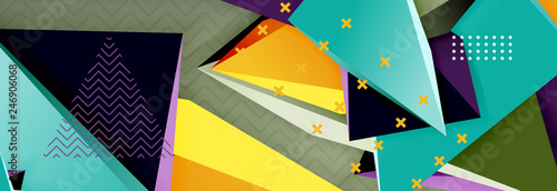 3d triangular shapes geometric background. Origami style pattern with triange shapes for decorative design. Poster design. Line design. Modern presentation template