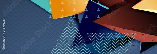 3d triangular shapes geometric background. Origami style pattern with triange shapes for decorative design. Poster design. Line design. Modern presentation template