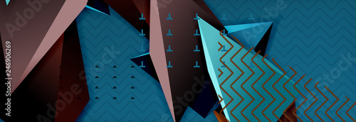 3d triangular shapes geometric background. Origami style pattern with triange shapes for decorative design. Poster design. Line design. Modern presentation template