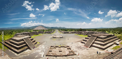 Panoramic view of the Avenue of the Dead in Teotihuacan Pyramids photo