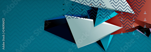 3d triangular shapes geometric background. Origami style pattern with triange shapes for decorative design. Poster design. Line design. Modern presentation template