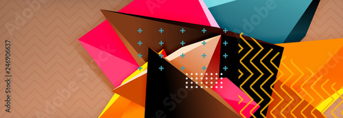 3d triangular shapes geometric background. Origami style pattern with triange shapes for decorative design. Poster design. Line design. Modern presentation template