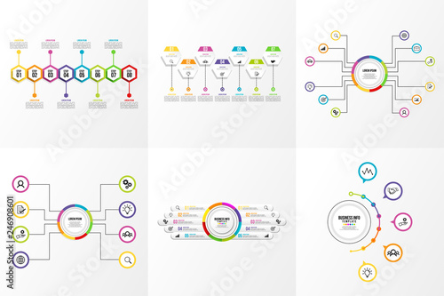 Set Of Infographics Elements Vector Design Template. Business Data Visualization Infographics Timeline with Marketing Icons most useful can be used for workflow, presentation, diagrams, reports