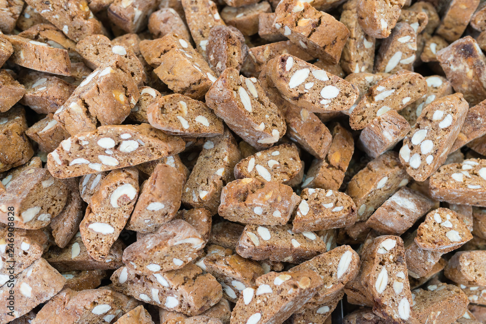 Traditional italian cookies cantuccini. Background. Traditional italian cookies cantuccini. Background.