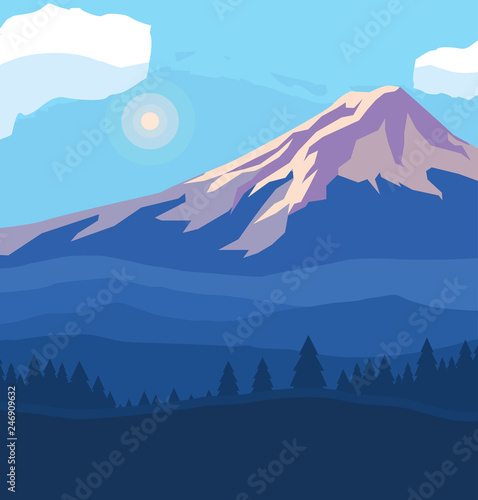 landscape mountainous scene icon