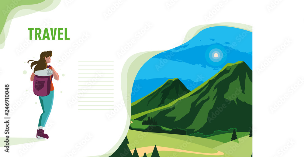 landscape mountainous with traveler