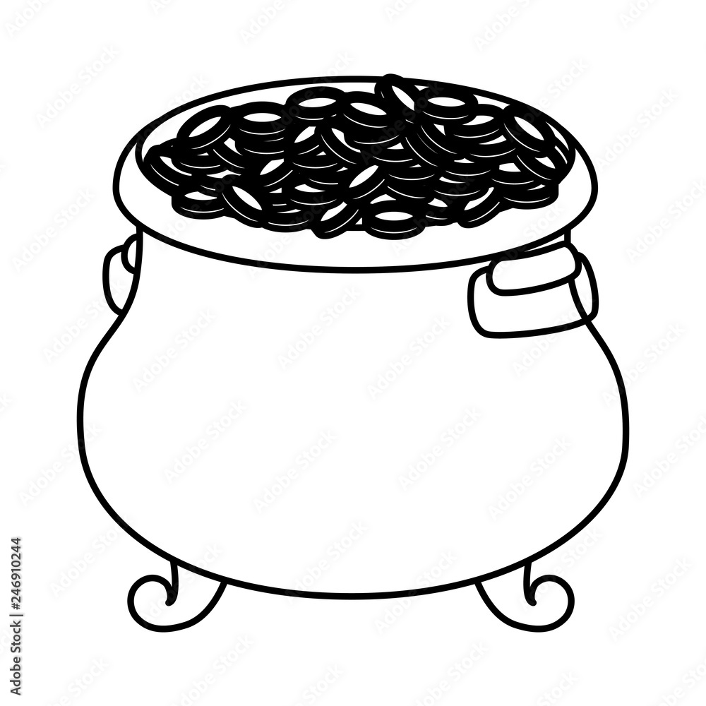 treasure cauldron with coins treasure cauldron with coins