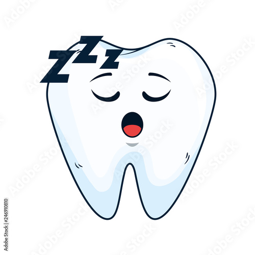 comic tooth asleep kawaii character
