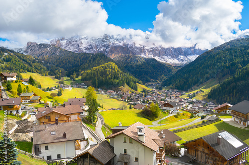 Beautiful view of Selva Di Val Gardena village in Trentino Alto Adige, Italy