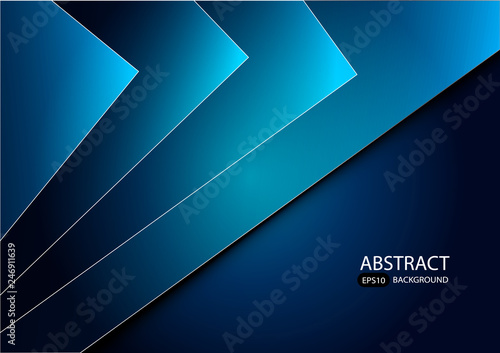 Blue vector background geometric overlap layer on silver and black space for background design