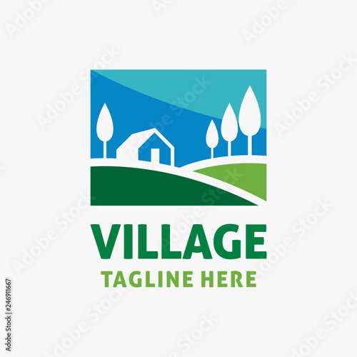 Village scenery logo design