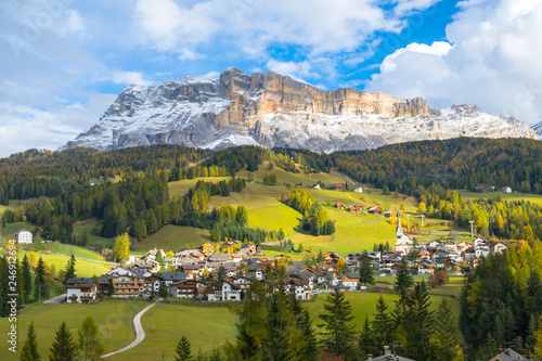 Beautiful view of Alta Badia Village in Trentino-Alto Adige - Dolomites - Italy