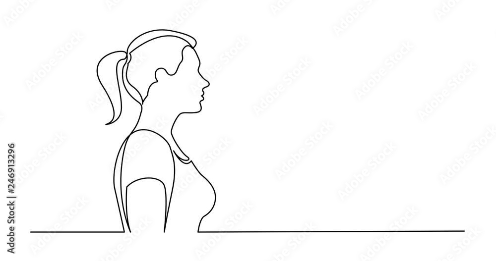 Self drawing line animation of profile portrait of sporty healthy woman Self drawing line animation of profile portrait of sporty healthy woman