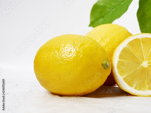 Lemon fresh with leaf for fruit image