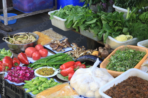 Canvas Print Fresh Vegetables on Sale in Dali City, Yunnan Province, China