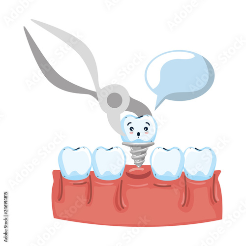 human teeth with pliers extracting implant