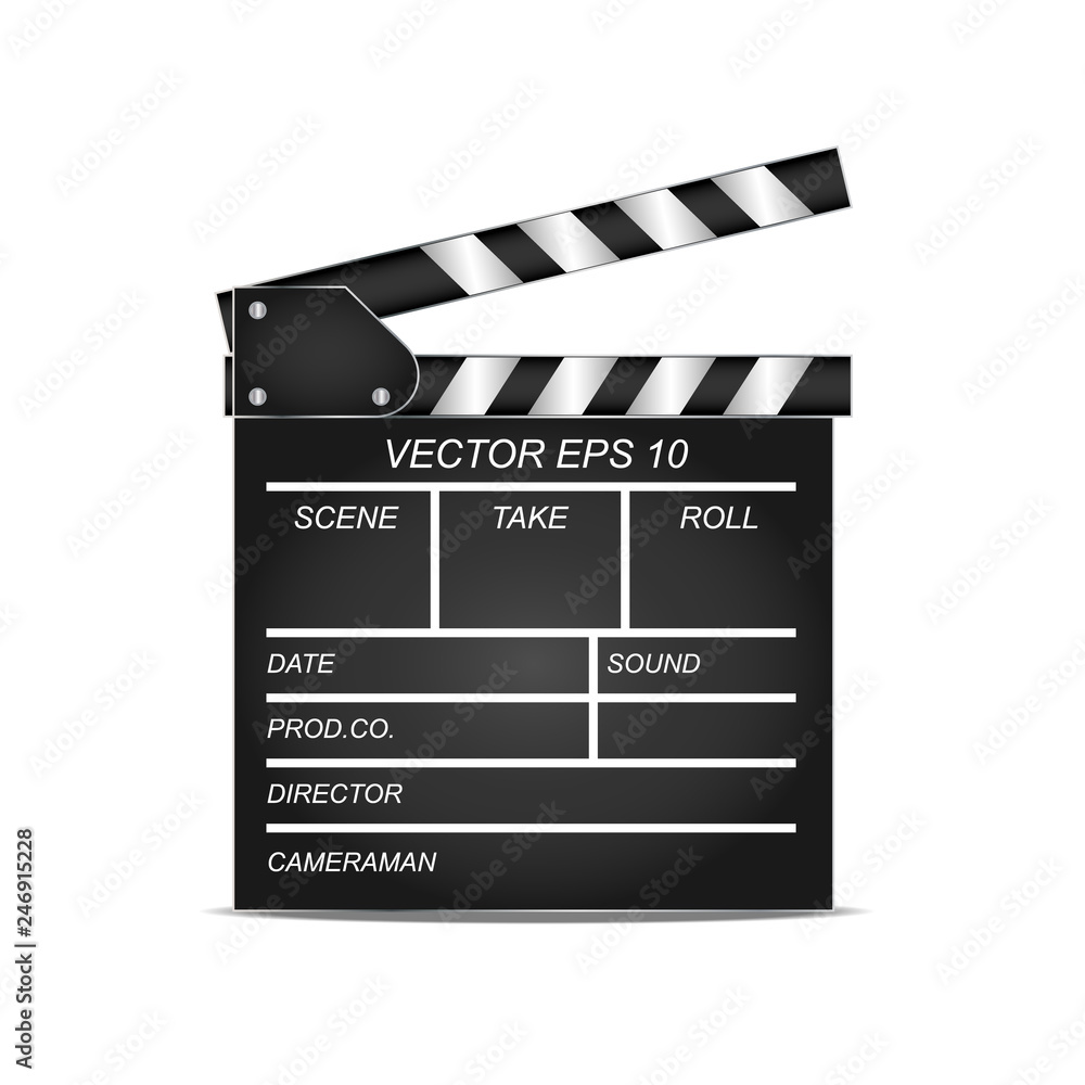 High quality render of a movie clapper board.