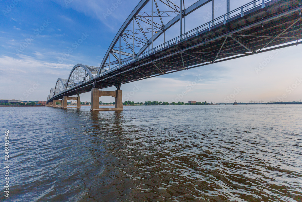 Centennial Bridge over Mississippi River in Davenport, Iowa, USA