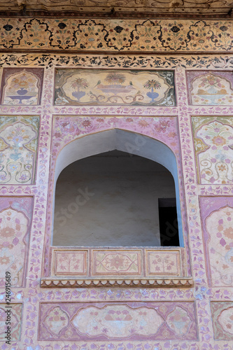 Detail of architecture, decorated facade in Udaipur, Rajasthan, India