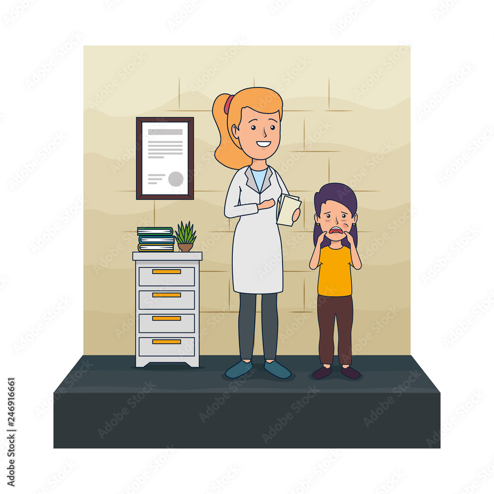 young dentist with girl patient young dentist with girl patient