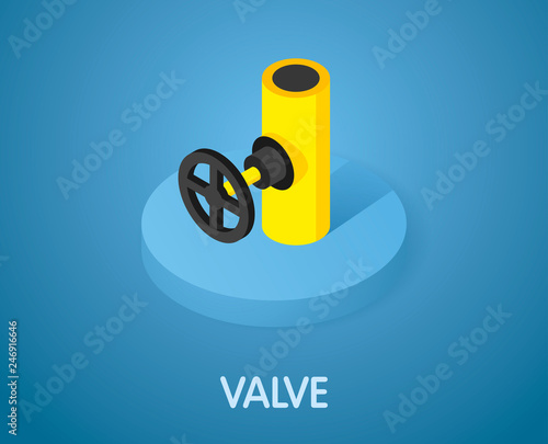 Valve isometric icon. Vector illustration. 3d concept