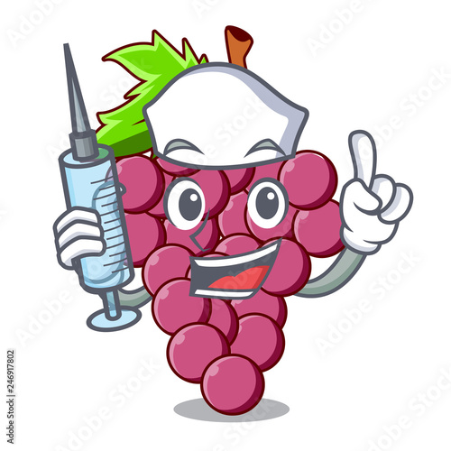 Nurse red grapes fruit isolated in character