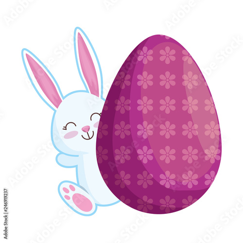 cute rabbit with easter egg painted