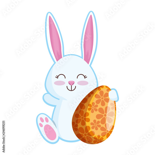cute rabbit with easter egg painted