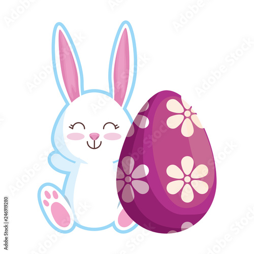 cute rabbit with easter egg painted