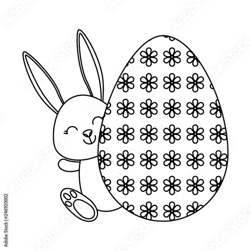cute rabbit with easter egg painted