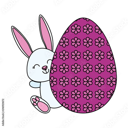 cute rabbit with easter egg painted