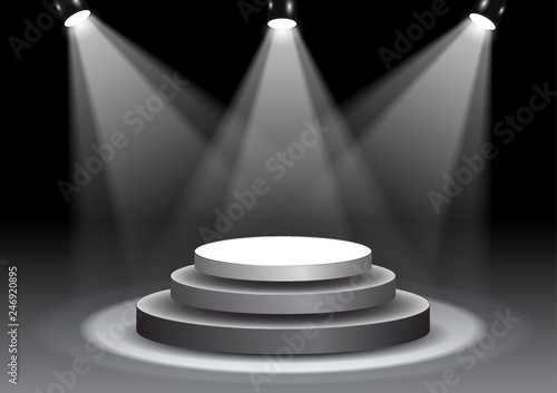 Empty stage in spot lights vector