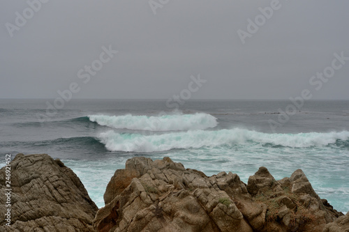 Overcast sky above the Pacific Ocean. 17 Mile Drive, California, USA